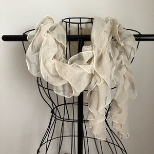 Cream ruffle scarf